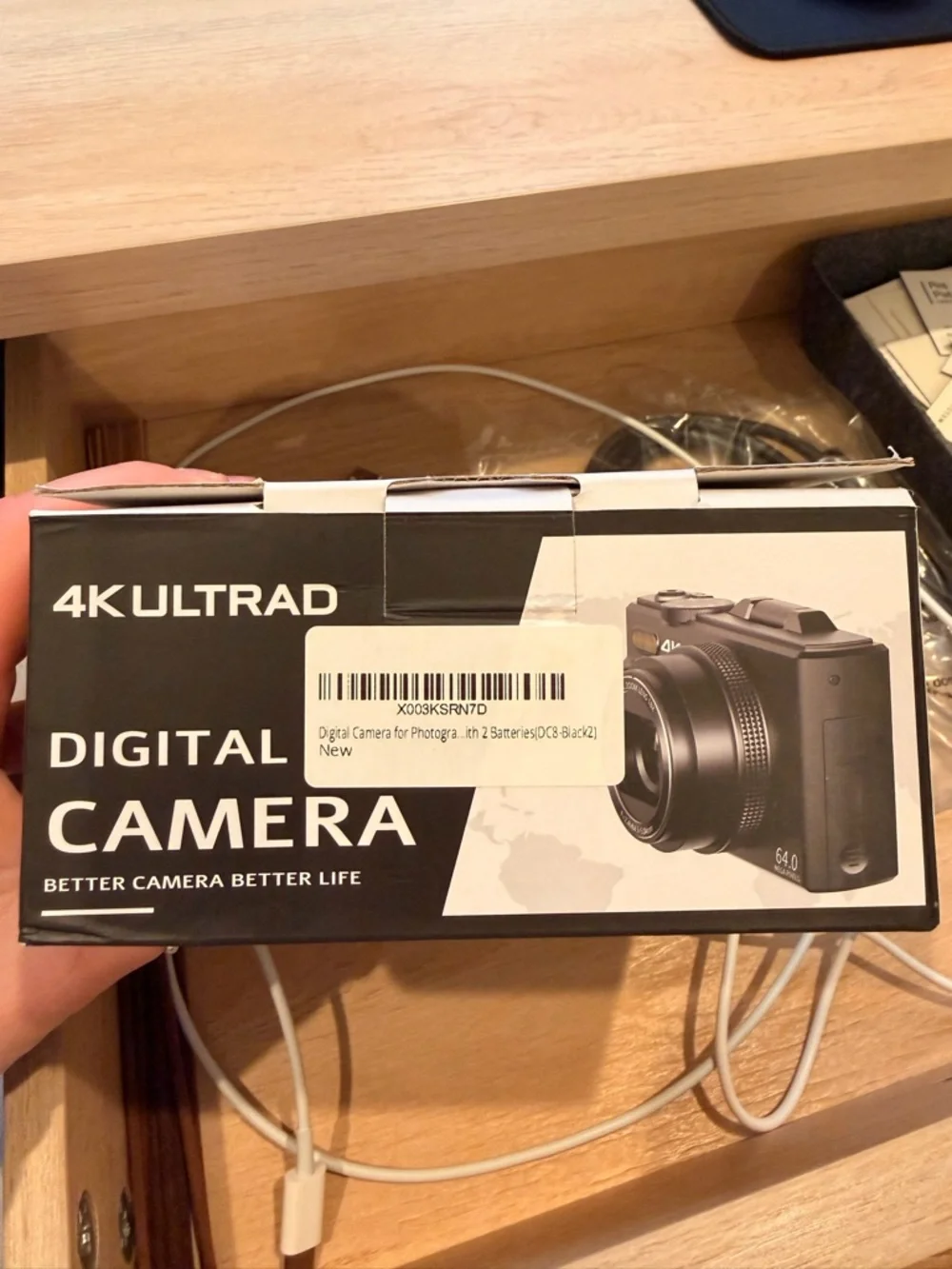 Compact 4K Ultra HD Black Digital Camera with 64MP